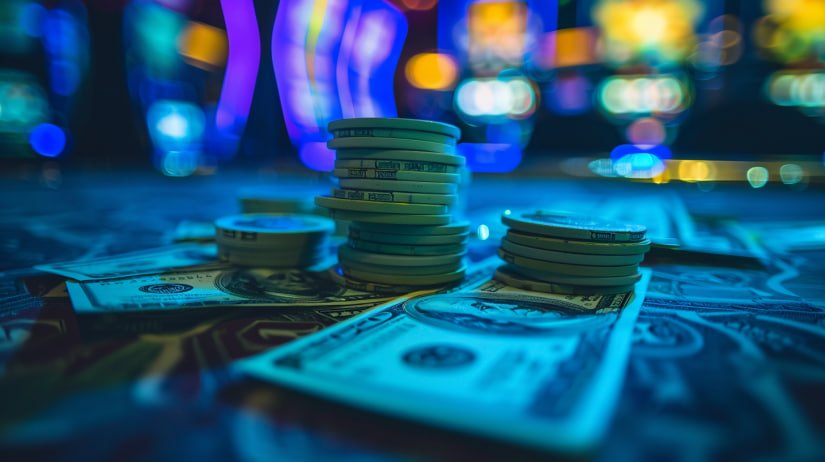 Kartu fitur Deposit ungu neon